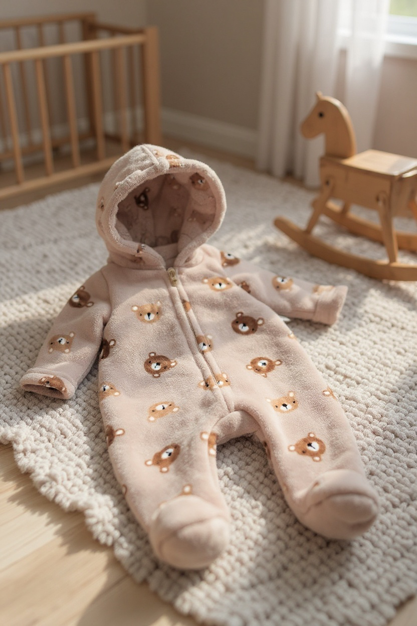 Brown bear fleece overall